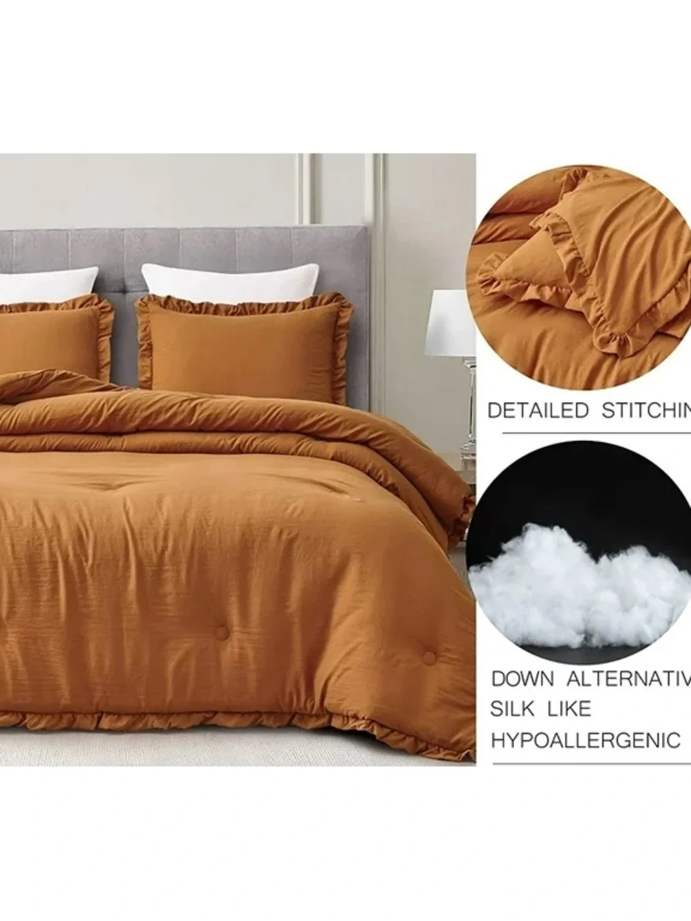 Rust Ruffle Edge Full 3 piece Comforter Set